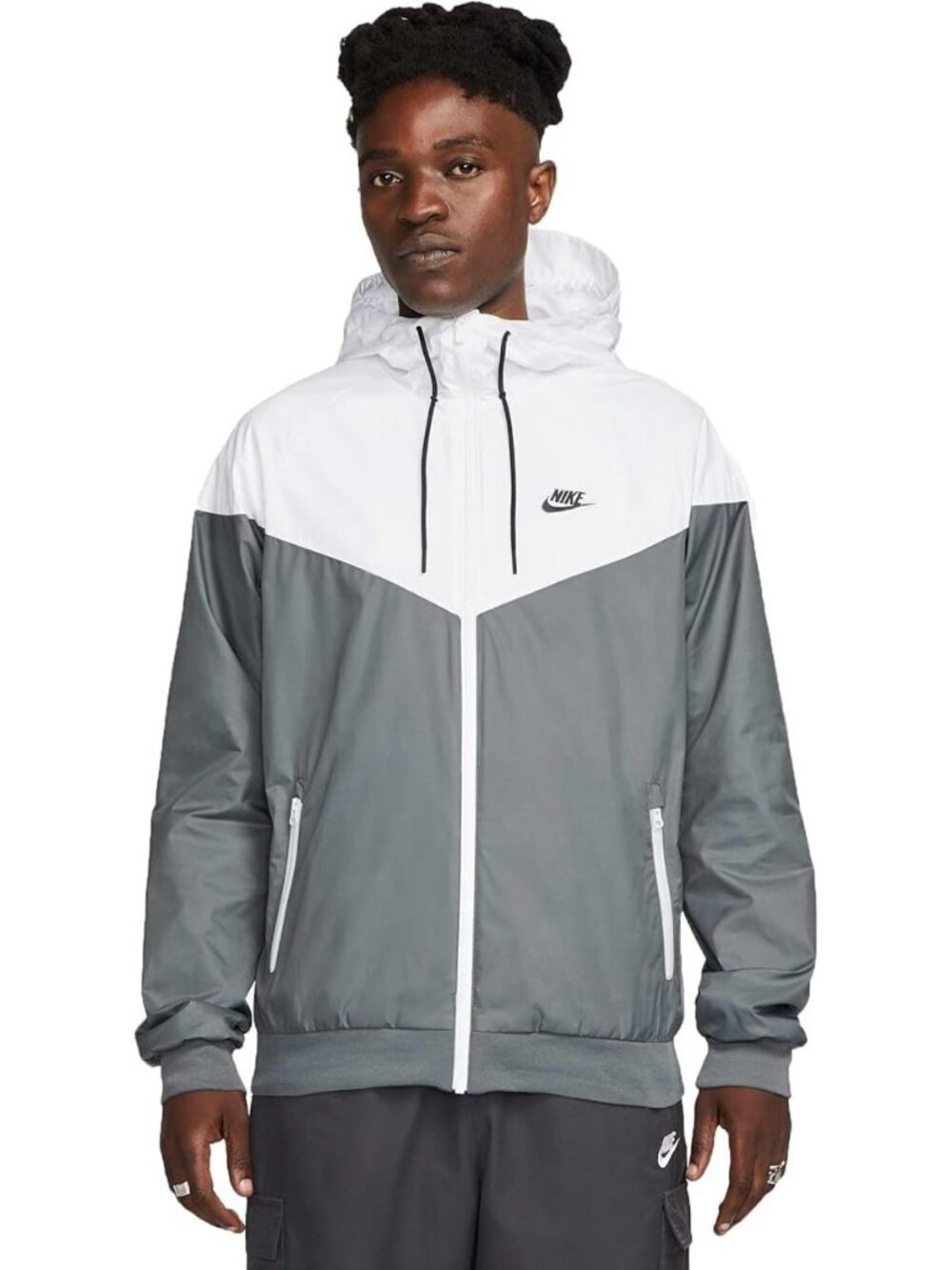 Nike Jacket Men's Size S Smoke Gray White Windrunner Windbreaker DA0001-084